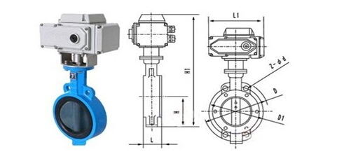 電動對夾式蝶閥外形尺寸結(jié)構(gòu)圖