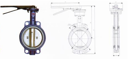 手動對夾式蝶閥外形尺寸結(jié)構(gòu)圖