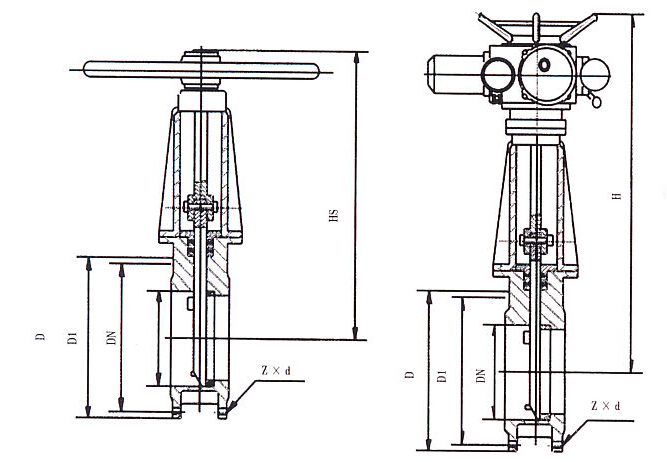 Z973H-6手動刀型閘閥結構圖